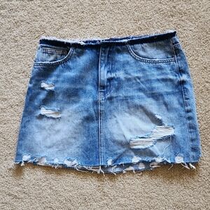 VERVET Distressed Denim Mini Skirt 100% cotton Sz S y2k style urban streetwear